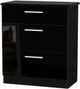 Knightsbridge Black Gloss 3 Drawer Deep Chest