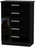 Knightsbridge Black Gloss 5 Drawer Chest