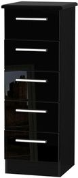 Knightsbridge Black Gloss 5 Drawer Narrow Chest