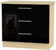 Knightsbridge Black Gloss and Light Oak 3 Drawer Small Chest
