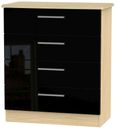 Knightsbridge Black Gloss and Light Oak 4 Drawer Chest