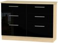 Knightsbridge Black Gloss and Light Oak 6 Drawer Midi Chest