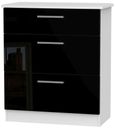 Knightsbridge Black Gloss and White 3 Drawer Deep Chest
