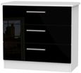 Knightsbridge Black Gloss and White 3 Drawer Small Chest