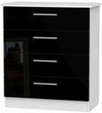 Knightsbridge Black Gloss and White 4 Drawer Chest