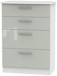 Knightsbridge Cashmere Gloss and White 4 Drawer Deep Chest