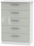 Knightsbridge Cashmere Gloss and White 5 Drawer Chest