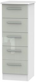 Knightsbridge Cashmere Gloss and White 5 Drawer Narrow Chest