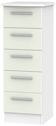 Knightsbridge Cashmere Matt and White 5 Drawer Narrow Chest