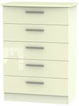 Knightsbridge Cream Gloss 5 Drawer Chest