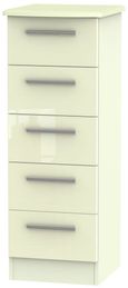 Knightsbridge Cream Gloss 5 Drawer Narrow Chest