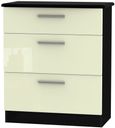 Knightsbridge Cream Gloss and Black 3 Drawer Deep Chest
