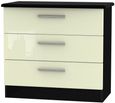 Knightsbridge Cream Gloss and Black 3 Drawer Small Chest