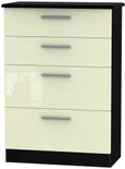 Knightsbridge Cream Gloss and Black 4 Drawer Deep Chest