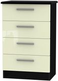 Knightsbridge Cream Gloss and Black 4 Drawer Midi Chest