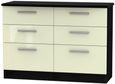 Knightsbridge Cream Gloss and Black 6 Drawer Midi Chest
