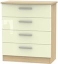 Knightsbridge Cream Gloss and Light Oak 4 Drawer Chest