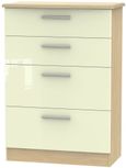 Knightsbridge Cream Gloss and Light Oak 4 Drawer Deep Chest
