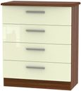 Knightsbridge Cream Gloss and Walnut Effect 4 Drawer Chest