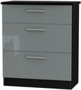 Knightsbridge Grey Gloss and Black 3 Drawer Deep Chest