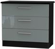 Knightsbridge Grey Gloss and Black 3 Drawer Small Chest