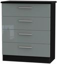 Knightsbridge Grey Gloss and Black 4 Drawer Chest