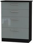 Knightsbridge Grey Gloss and Black 4 Drawer Deep Chest
