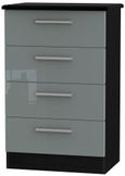 Knightsbridge Grey Gloss and Black 4 Drawer Midi Chest