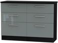 Knightsbridge Grey Gloss and Black 6 Drawer Midi Chest