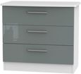 Knightsbridge Grey Gloss and White 3 Drawer Small Chest