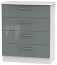 Knightsbridge Grey Gloss and White 4 Drawer Chest