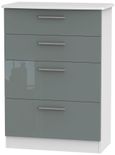 Knightsbridge Grey Gloss and White 4 Drawer Deep Chest