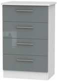 Knightsbridge Grey Gloss and White 4 Drawer Midi Chest