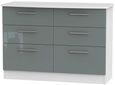 Knightsbridge Grey Gloss and White 6 Drawer Midi Chest