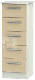 Knightsbridge Mushroom and Cashmere Matt 5 Drawer Narrow Chest