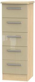 Knightsbridge Mushroom and Light Oak 5 Drawer Narrow Chest