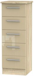 Knightsbridge Mushroom and Oak Effect 5 Drawer Narrow Chest