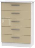Knightsbridge Mushroom and White 5 Drawer Chest