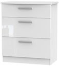 Knightsbridge White Gloss 3 Drawer Deep Chest