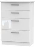 Knightsbridge White Gloss 4 Drawer Deep Chest