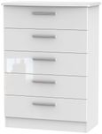 Knightsbridge White Gloss 5 Drawer Chest