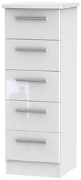 Knightsbridge White Gloss 5 Drawer Narrow Chest