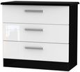 Knightsbridge White Gloss and Black 3 Drawer Small Chest