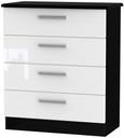 Knightsbridge White Gloss and Black 4 Drawer Chest