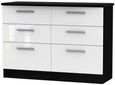 Knightsbridge White Gloss and Black 6 Drawer Midi Chest