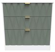 Las Vegas White and Green 3 Drawer Deep Chest
