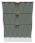 Las Vegas White and Green 3 Drawer Deep Midi Chest