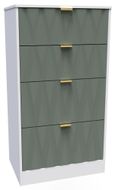 Las Vegas White and Green 4 Drawer Deep Midi Chest