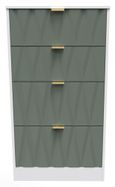 Las Vegas White and Green 4 Drawer Deep Midi Chest