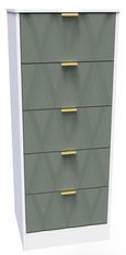 Las Vegas White and Green 5 Drawer Narrow Chest